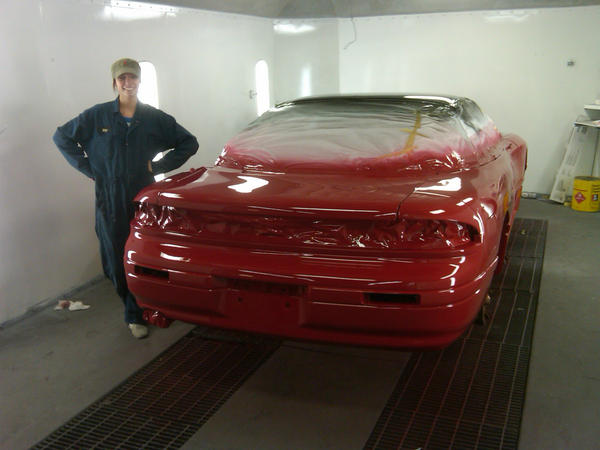 CollisionTemp's tweet image. Happy #MoparMonday! @alannalafferty helping me paint her car, '91 Dodge Stealth @OfficialMOPAR