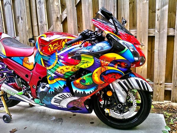 PlanetColorCP's tweet image. Check out Craig's custom bike that he painted using Planet Color! #custom #motorcycle #piano #paint #bike