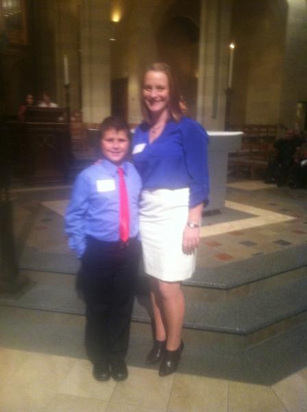 bkopacz's tweet photo. At aidan's confirmation w @meggabb.  Gearing up for a long night! http://t.co/lQp1celg