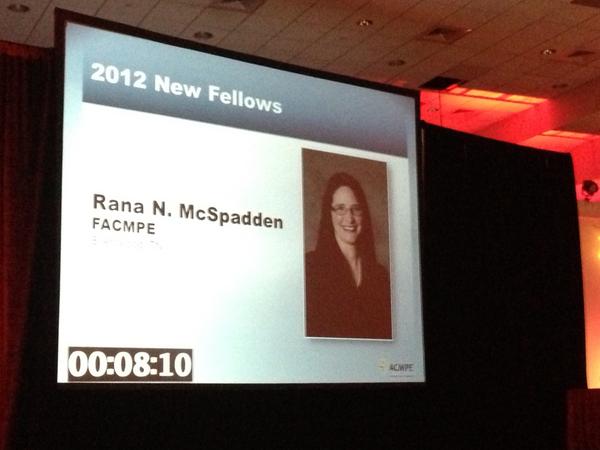 deborahudson's tweet photo. #MGMA12 Tennessee is proud of our newest fellow, Rana McSpadden! http://t.co/i6KR4v2x