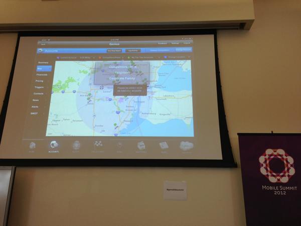 JAMES_BLOMBERG's tweet photo. Love the high energy pitch by David Spangler on Capital GENIUS. Sales app of the future but here now! #gemobilesummit http://t.co/MUD4xx3t