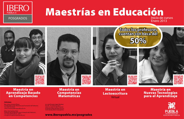 MAESTRÍAS EN EDUCACIÓN 50% de beca para todos los docentes