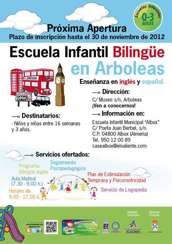SalienteCEE's tweet photo. Apertura de Escuela Infantil Bilingüe en Arboleas gestionada por nuestra Asociación y titularidad del Ayto de Arboleas. http://t.co/6zC4H5Yd