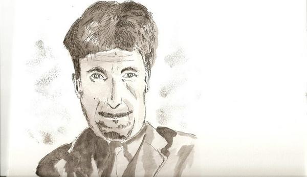 sketsa_ku's tweet image. Wah gambar ga ngajak-ngajak... *serut pensil* RT @deniqbalteruna: &quot;George Orwell&quot;  #SketchModel @sketsa_ku