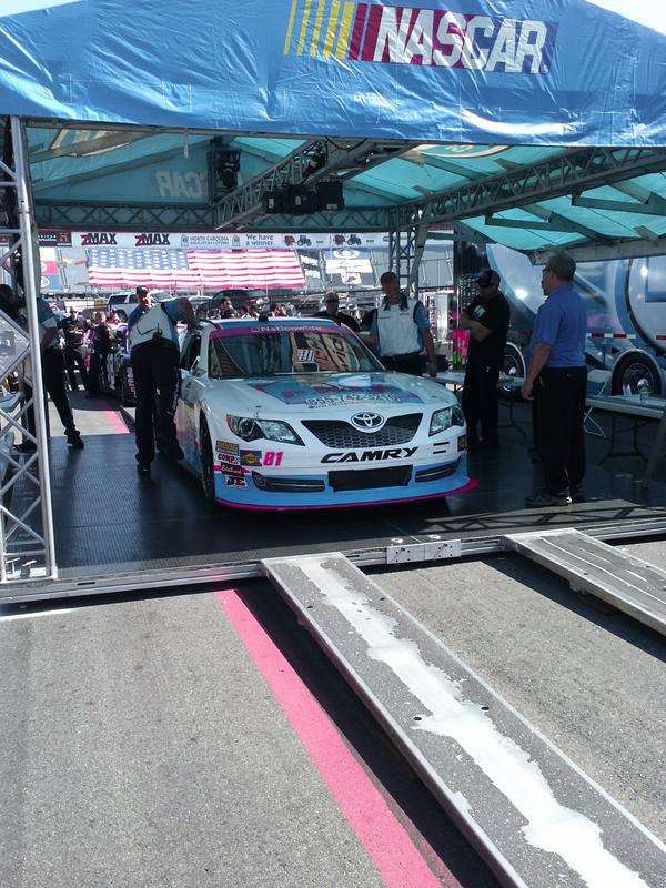 Turn4Marketing's tweet photo. @Thrush_And_Son @megabus #81 #NASCAR #NNS inspection http://t.co/HWGkz8UV