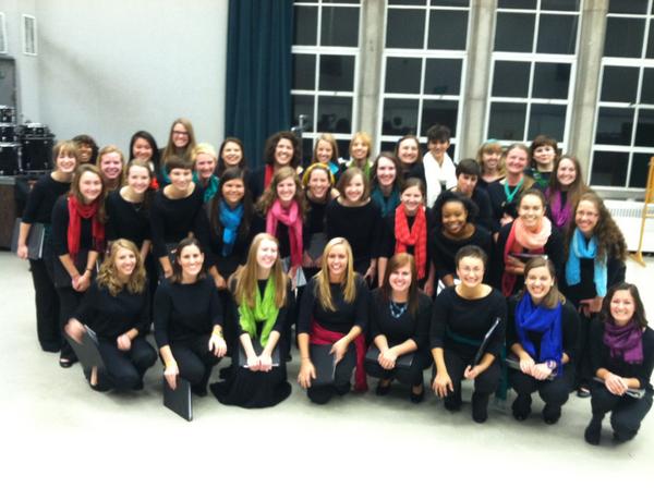MSUWCE's tweet photo. The women of WCE pose before singing at the Cook Memorial Hall dedication. http://t.co/wuTWMrMf