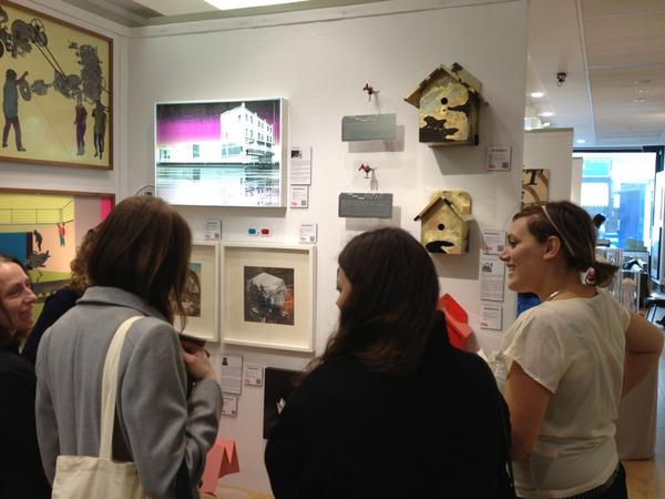Bearspace Director Julia Alvarez speaking to visitors about our stands #artwork at Multiplied art fair #frieze