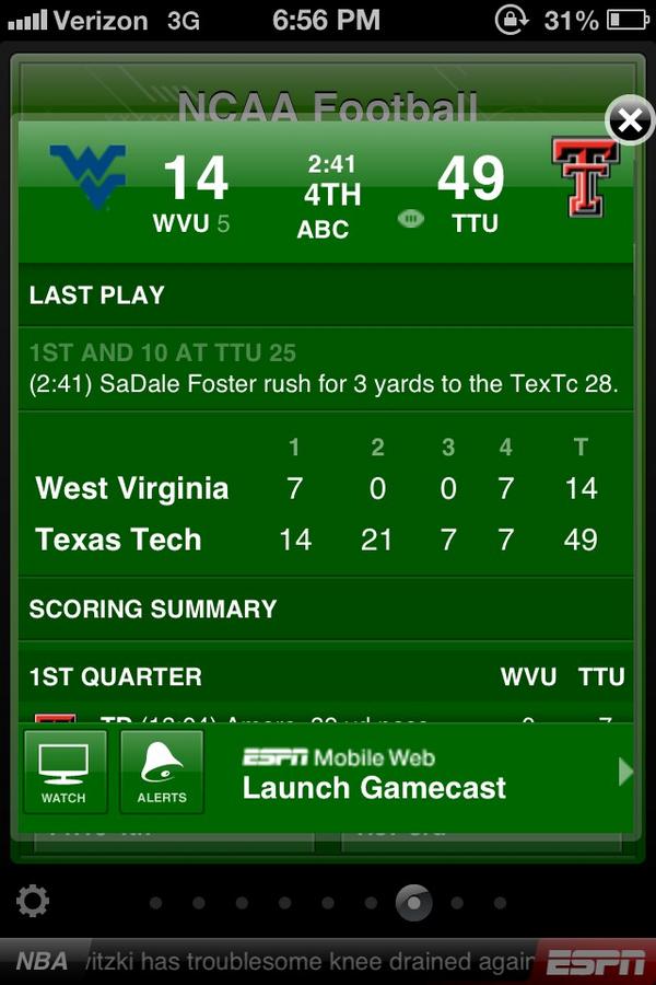 SK4_'s tweet image. Woahhhh.... #scorecenter #wvu #ohwait