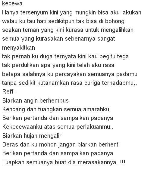Lirik Lagu Kecewa Bunga Citra Lestari Lirik Hostze Lirik Lagu Lengkap