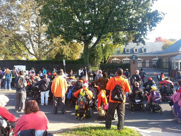 RIGHT NOW <a href="/NationalADAPT/">American Disabled for Attendant Programs Today</a> outside the #pagovt mansion demanding UP WITH ATTENDANT CARE! #mymedicaidmatters