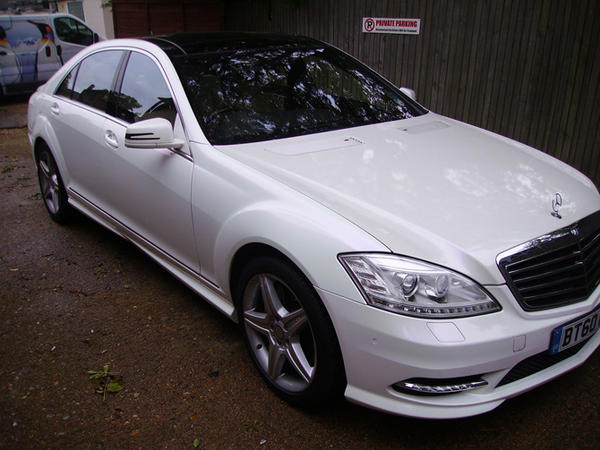 Mercedes S500 Pearl White Wrapping London wrappingcars.co.uk/index.php/merc…