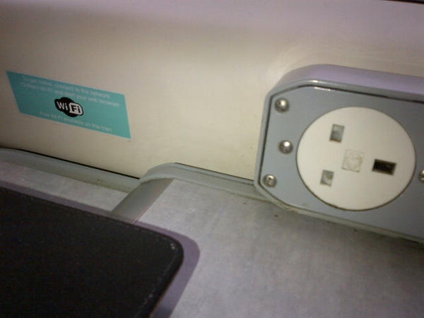 ThebeIkalafeng's tweet image. #UncommonSense: Wifi and a computer plug in a train. #LondonRail.