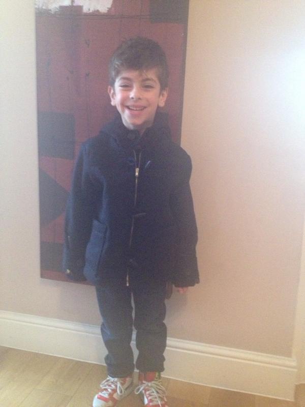 @androulou a handsome little man! Cool sneakers contrasted with a traditional @StellaMcCartney coat #fundressing