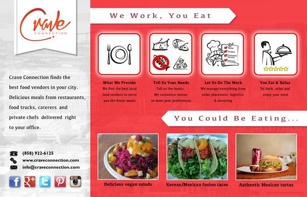 CraveConnection's tweet image. Our new flyer is to be hitting the streets in one week.  Keep a lookout for it! #sandiego #catering #craveconnection