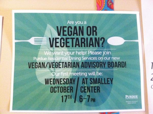 RHAPurdue's tweet image. Cool opportunity for all our #reshall vegans and vegetarians at #Purdue