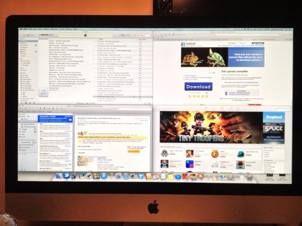 SimonBardwell's tweet image. When there&apos;s 4 things to do at once. Look at then all at once. #imac #awesome #goodbyewindows