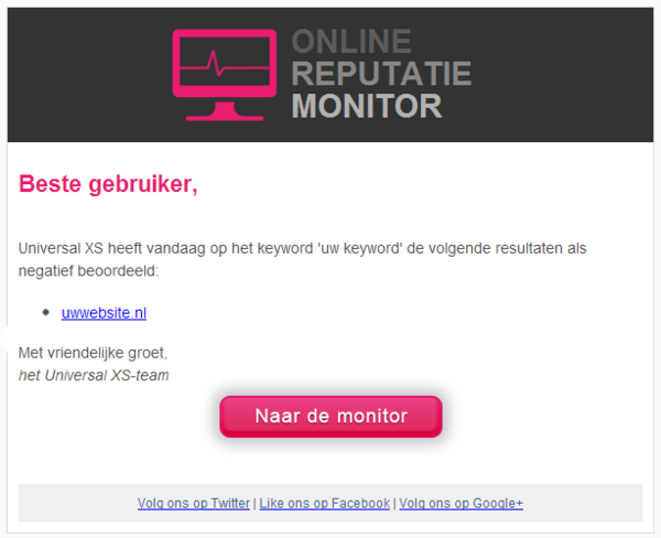 ORMonitor's tweet image. Handig! Een e-mail in uw inbox als er een nieuw negatief bericht over u op internet verschijnt.