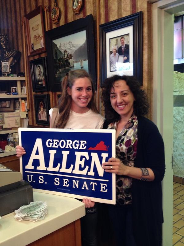 TylerBBAllen's tweet photo. Happy to stop by Jess' downtown- they had a picture of @georgeallenva hanging up- he loves their chilidogs!! http://t.co/3Z2kE3eV