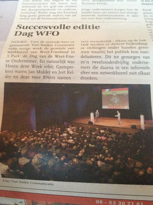 "Voor de 7e keer organiseerde Van Soelen Communicatie vorige week de DagWFO... enz.." Leuk nieuws in <a href="/hoorndezeweek/">Hoorn Deze Week</a>!