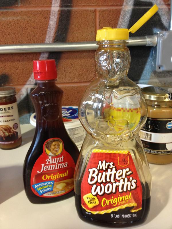 wafflewednesday's tweet photo. It looks like @MrsButterworths is winning the syrup popularity contest! http://t.co/tkzuMoY1
