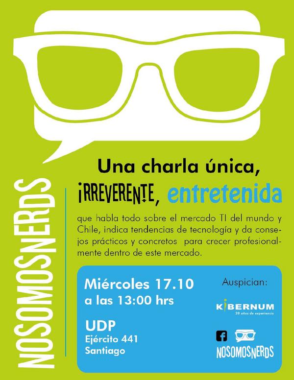 eitudp's tweet photo. Hoy 13.00hrs se realizará la charla "No somos Nerds!!"  los esperamos en el auditorio (ah... hay snack) @IngenieriaUDP http://t.co/8ZgDkC5v
