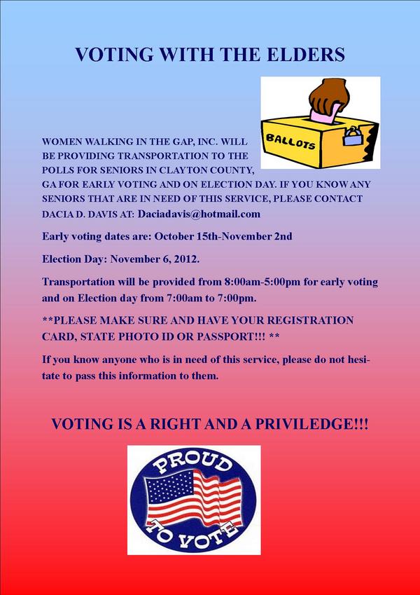 DaciaDavis1's tweet photo. @rolandsmartin PLEASE SEE MY FLYER FOR VOTING WITH THE ELDERS IN CLAYTON COUNTY, GA http://t.co/hOQKnMN2
