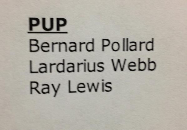 RavensCornhole's tweet photo. PUP list... http://t.co/rlx6QCrx