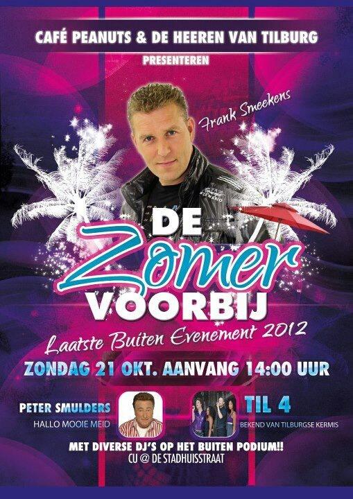 As.zondag podium Stadhuissttraat Tilburg bij Cafe Peanuts / Heeren van Tilburg vanaf 16.00 uur mmv,zie poster .