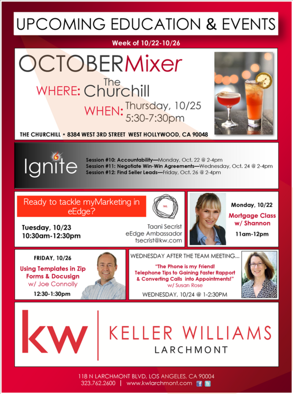 KWLarchmont's tweet photo. Check out what's happening next week at our Market Center! #kw http://t.co/11IwNBU7