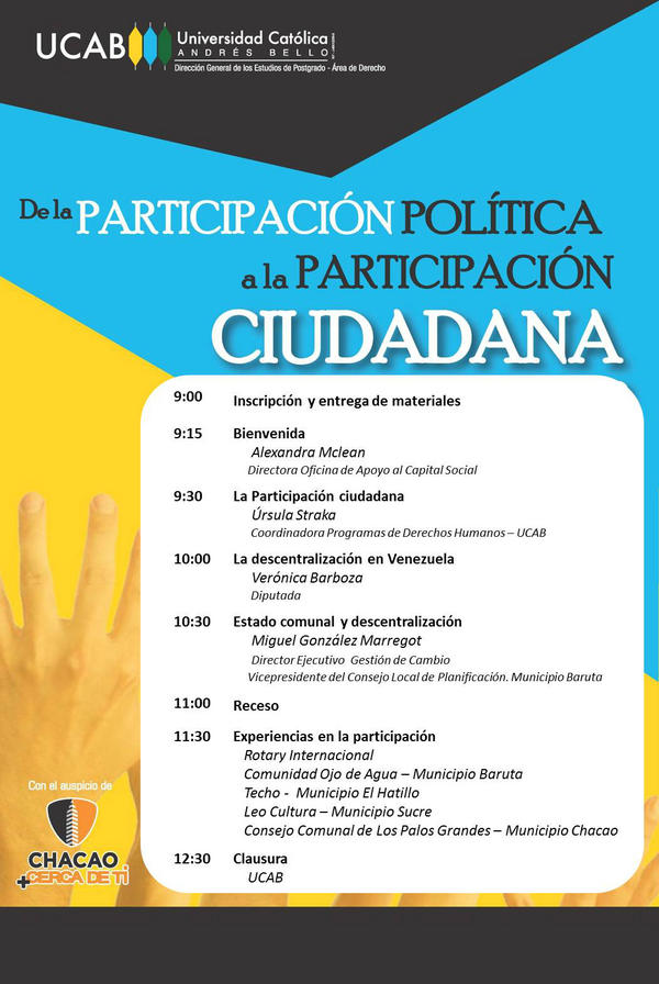 ustraka's tweet photo. La participación ciudadana es algo más que votar. Lunes 22-O. Teatro Muncipal de @Chacao. 9am. Asiste http://t.co/ZNF3Om4