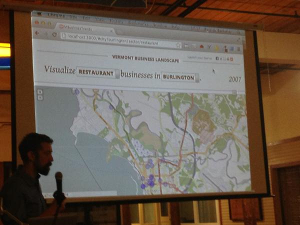 HackVT's tweet image. Team Data Morphasis: #hackvt VT Business Landscape, app to help VTrs see biz trends over time by sector.