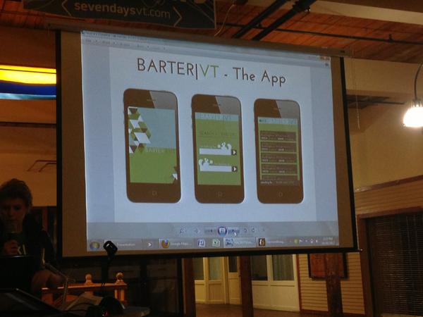 n8zog's tweet image. Another good one. “@HackVT: Team Offshoot Studios: #hackvt BarterVT, app for VTrs to barter/trade goods &amp;amp; services. http://t.co/TcJ8nk6A”