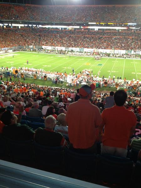 BernieKosarQB's tweet photo. This is the crowd we should Have &amp;Electricity for Canes Games http://t.co/XmxcOvG6