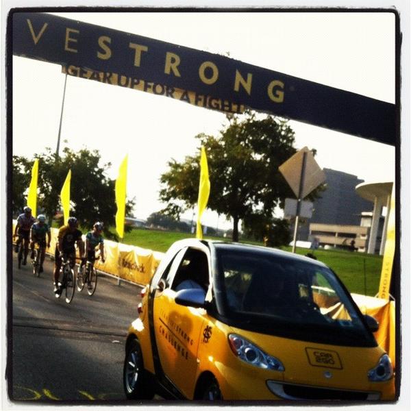 livestrong's tweet photo. Finishers rollin in with a @car2go escort. #LSCAustin http://t.co/eOP32iDj