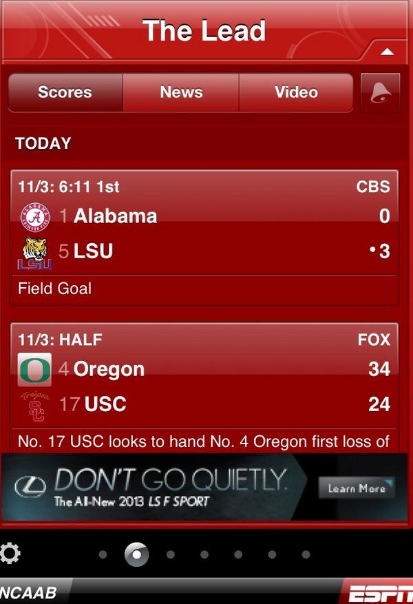 Two different worlds on <a href="/espn/">ESPN</a> scorecenter. #pac12 #SEC