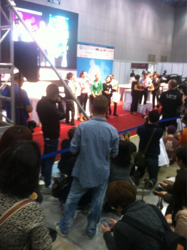 #worldlatteartchampionship 2012 with 3 women on stage and #Vici from Russia number 1!! Lovely to see! Congrats