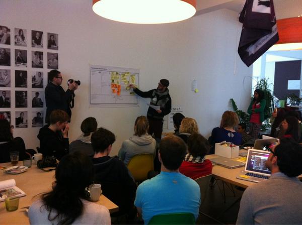 manuel_berlin's tweet photo. An intro to the business model canvas by @Jan_Schmiedgen for @SusJamBerlin  - post its instead of slides #GSusJ12 #bmc http://t.co/eZN82Kzx
