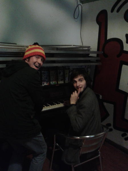 National_Elf's tweet photo. Summer Special Tour Scenes Outtakes #1: Stuart and Adam roogie woogie in St Andrews http://t.co/3fmfwTqo