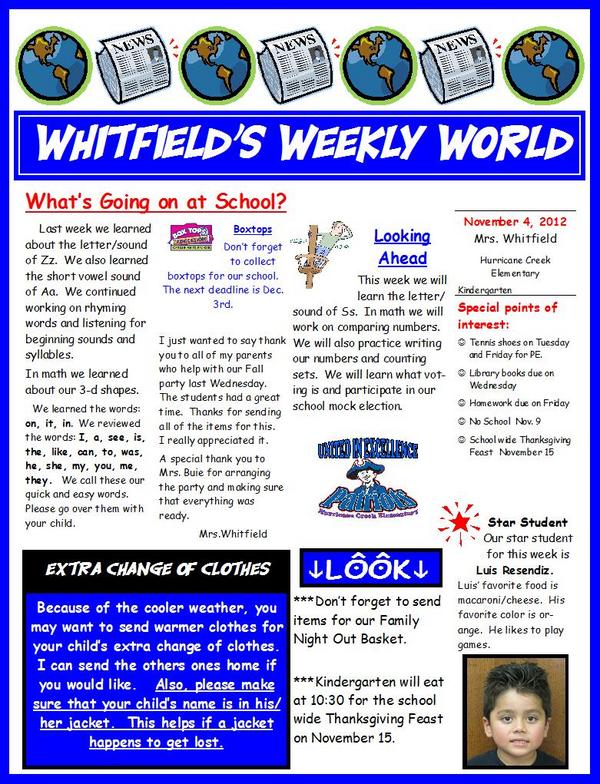 KinderTweetsHCE's tweet photo. Whitfield's Weekly World 11-04-2012 http://t.co/X9ZnVBa9