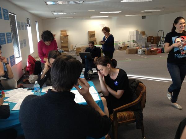 Stopped at Stapleton Field Office to meet vols and make calls. So much fun, to join in go to call.barackobama.com