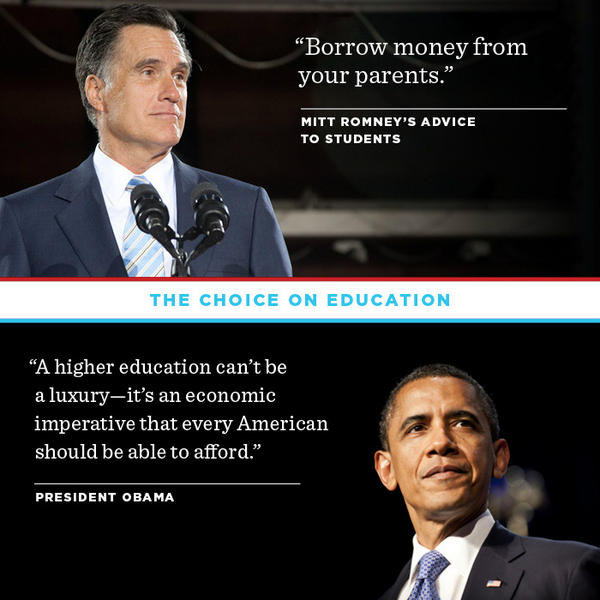 BarackObama's tweet image. The choice on education:
