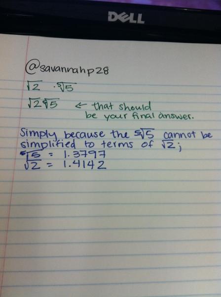 TheMathTutorUA's tweet photo. @savannahp28- with these problems, you want to simplify them down to common terms. In this case either 5 or 2. http://t.co/AzXTiAM2