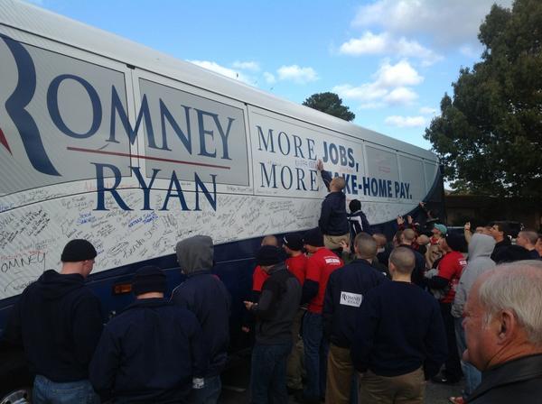 _JasonOsborne's tweet photo. Citadel cadets signing the @RomneyBus #romneyryan2012 in VA Beach @petesnyder http://t.co/APSR1zlG
