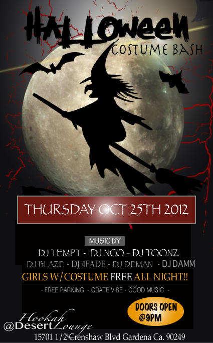 DjTempt's tweet photo. Halloween Costume Bash This Thursday Night @Desert Nights Hookah Lounge  . Girls w/Costumes are in Free http://t.co/ukhua7II