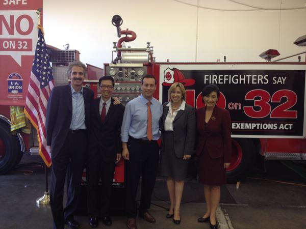 Standing w/ @JudyChuCampaign @Wendy_Greuel @Mike_Feuer @Roger_Hernandez at @LALabor No on Prop32 @StopExemptions rally!