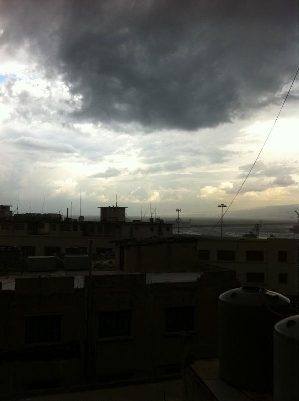 sakouzi's tweet photo. Storm over Beirut this morning http://t.co/ttFnqtPv