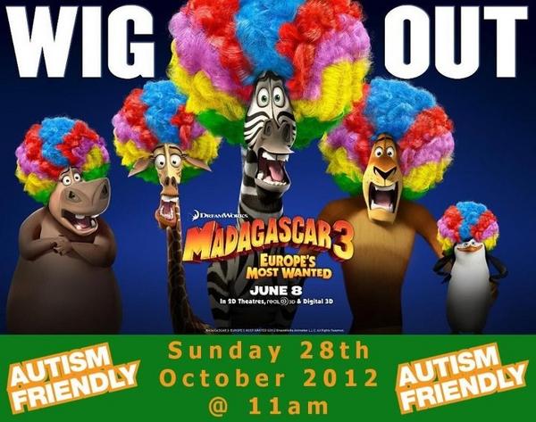 CineBelfast's tweet photo. Our next Autism Friendly Screening will be on Sunday 28th Oct at 11am. #madagascar3 #wigout http://t.co/YLHTbp02