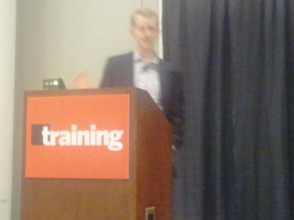 writegrrl's tweet image. Ken Jennings delivering the final keynote at #learning3 about his experience with Watson and Jeopardy.