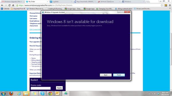 gamillion's tweet image. @simondingle Boo Hoo this is what I get when I try the #windows8 #upgradeoffer