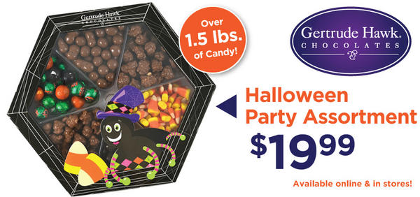 Headed to a Halloween party this weekend? Pick up one of our Party Assortments, just $19.99 for 1.5 lbs of candy!!